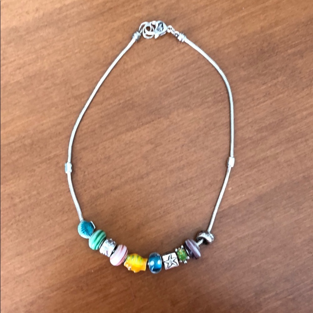 Silver seashore charm necklace